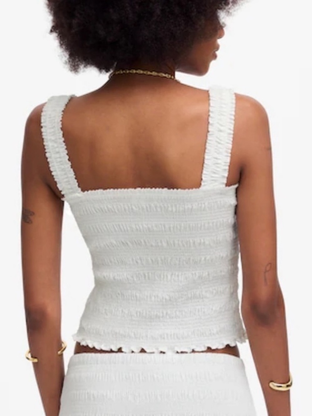 NWT Madewell White Poplin Smocked Tank Sz Medium NEEDS WASH - Picture 4 of 10